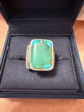 Barse Turquoise Rectangular Statement Ring